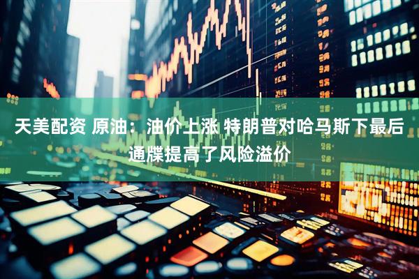 天美配资 原油：油价上涨 特朗普对哈马斯下最后通牒提高了风险溢价
